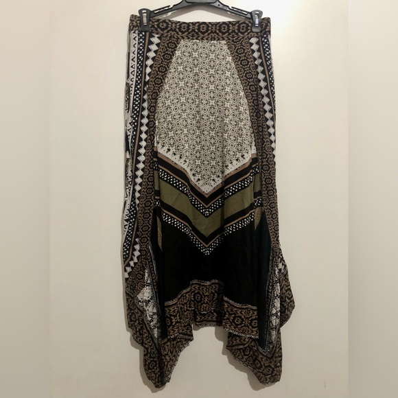 Free People Bedouin Traveler Patchwork Maxi Skirt Hippie Boho Scarf Print Size S - Picture 2 of 7